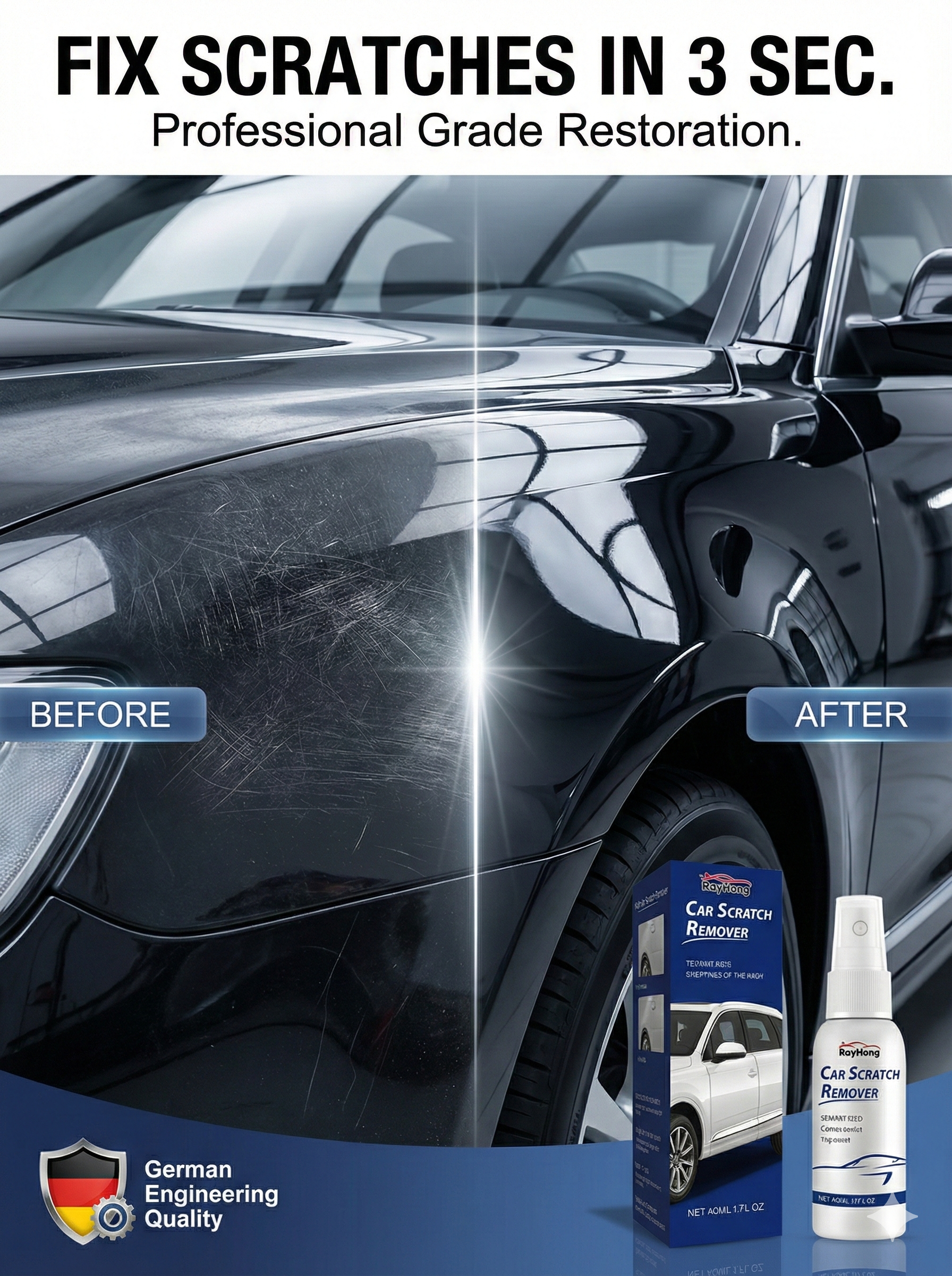 🚗Instantly erases scratches in 3 seconds and restores your car's showroom shine for 10 years! ⭐⭐⭐⭐⭐ 4.9/5 Average Rating (Based on 12,500+ Verified Reviews)