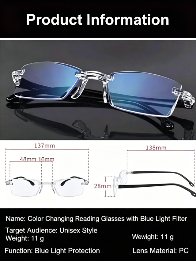 Photochromic Blue Light Blocking Reading Glasses