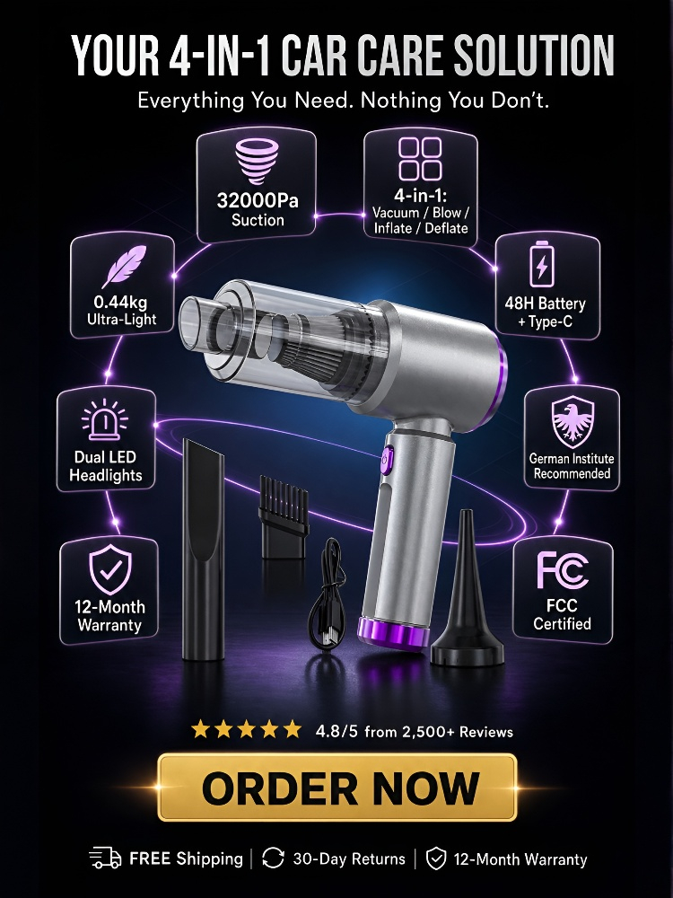 Multifunctional high-power car vacuum cleaner and air inflator