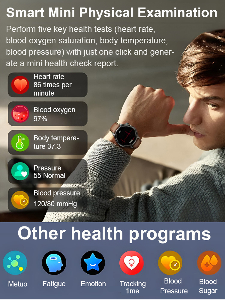 Multifunctional Blood Pressure and Blood Glucose Monitoring Watch