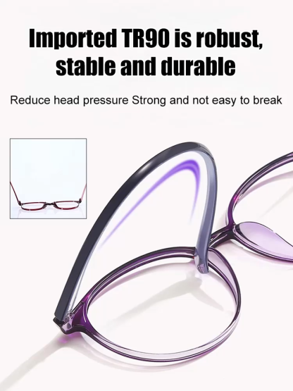 HD blue light blocking auto-zoom reading glasses