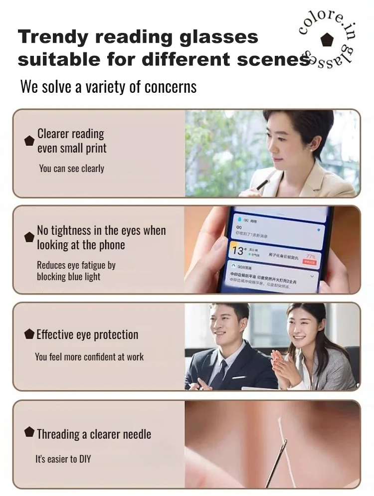 Light-sensitive colour-changing zoom rimless presbyopia glasses 【Men's and women's models】