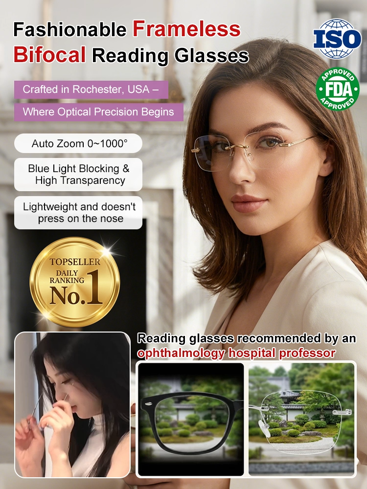 Borderless stylish high-definition anti-fatigue presbyopia glasses