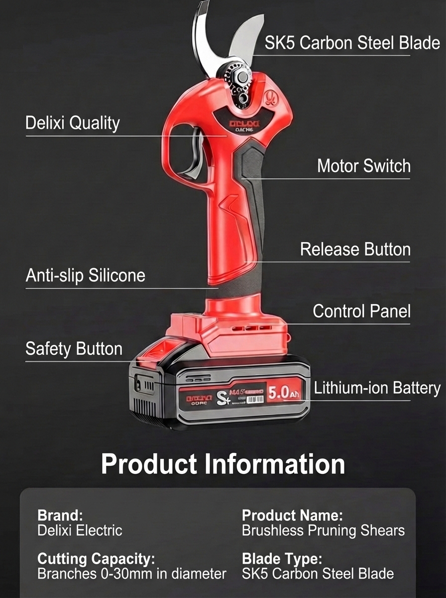 High-Speed Lithium Electric Pruning Shears for Thick Branches