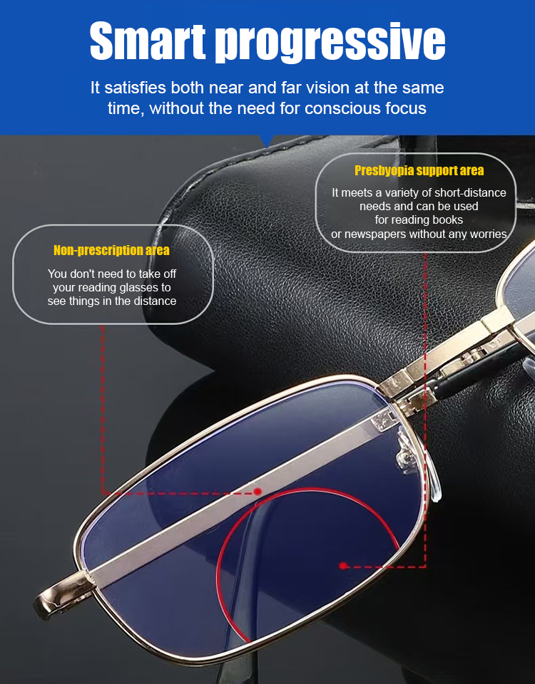Automatic zoom folding anti-blue light reading glasses