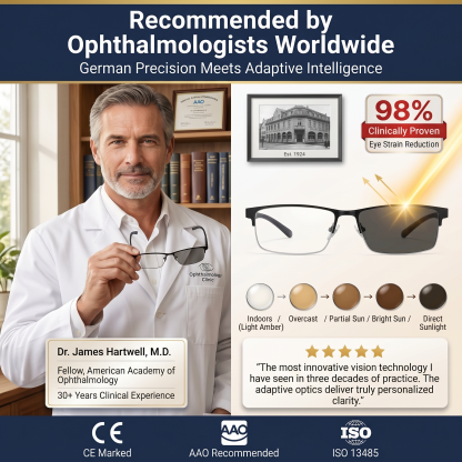 Ultra-light Titanium Alloy Smart Photochromic Half-frame Reading Glasses