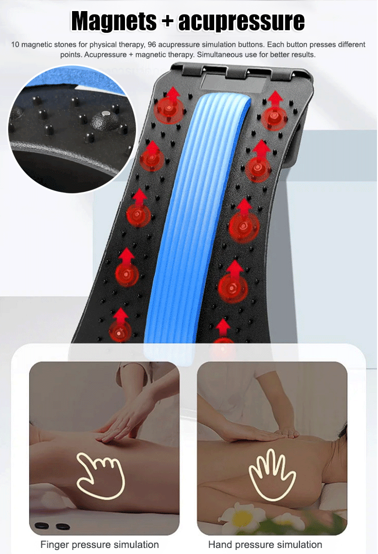 Lumbar stretching and traction massager