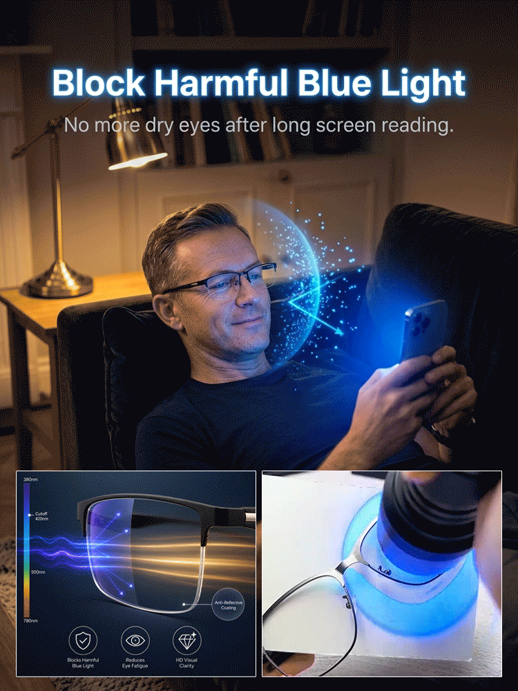 Ultra-light Titanium Alloy Smart Photochromic Half-frame Reading Glasses