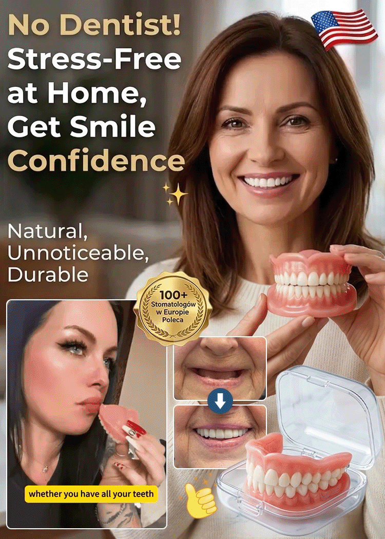 [Free Portable Storage Box Included] Full Coverage Dentures