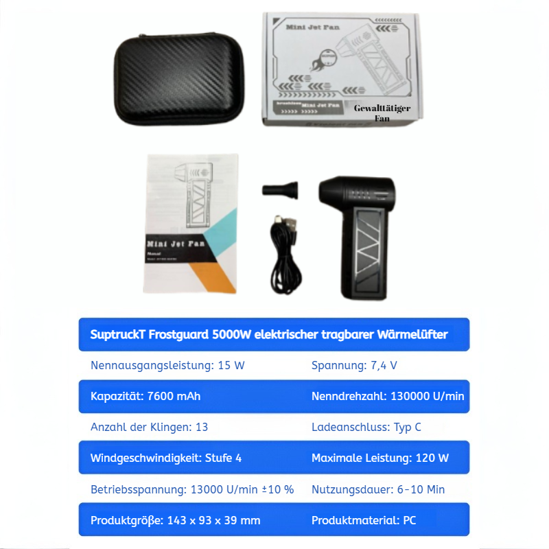 5-in-1 Hochleistungs-Turbofan-Wasserblasen im Freien, Schneeräumen, Staubbeseitigung und Feuermachen