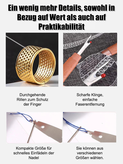 【34-teiliges Set】 Nähwerkzeug-Set mit großen Öhr-Stahlnadeln