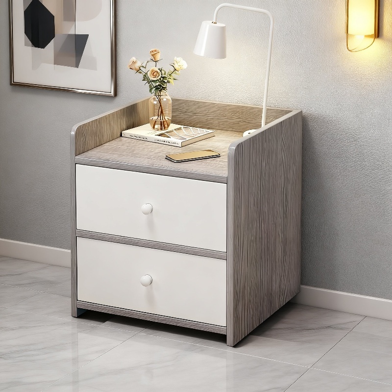 Schlichter Nachttisch mit kleinem Aufbewahrungsregal im modernen Stil