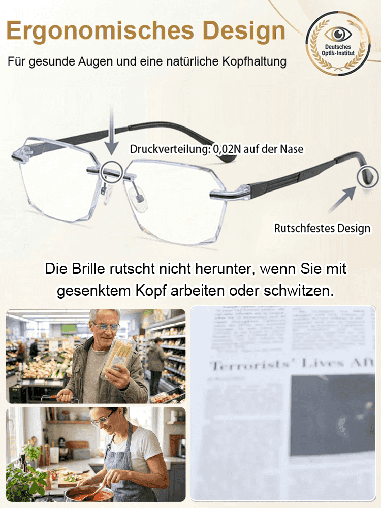 Blaulichtfilter Anti-Ermüdung ultraleichte Großrahmen-Zoom-Lesebrille