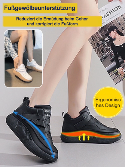 Damen-Sneaker mit dicker Sohle und Kreuz-Klettverschluss, hohe Ausführung