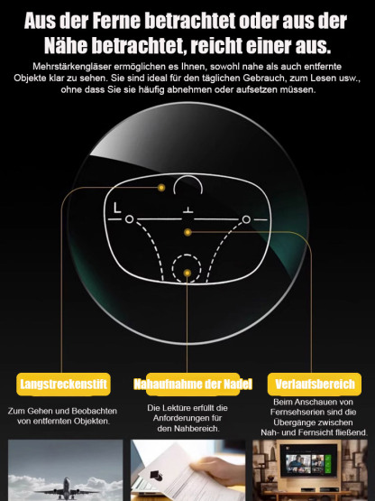 Sportliche, ultraleichte und bequeme Schutzbrille für Altersweitsichtigkeit.