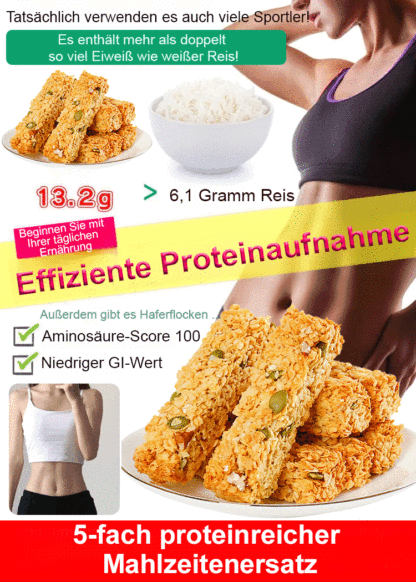 【Zuckerfrei und sättigend】Hafer-Crisp-Mahlzeitenersatz-Energieriegel