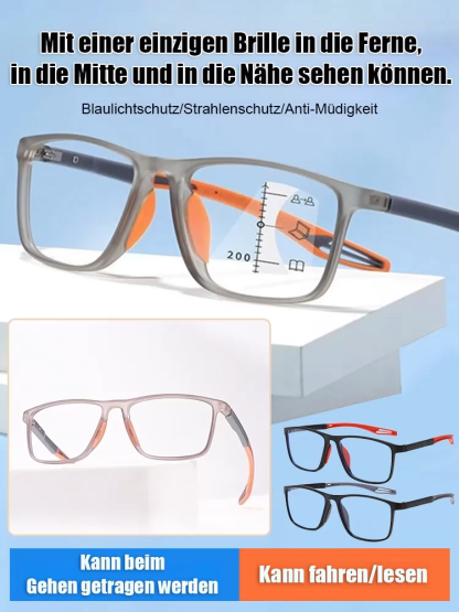Sportliche, ultraleichte und bequeme Schutzbrille für Altersweitsichtigkeit.