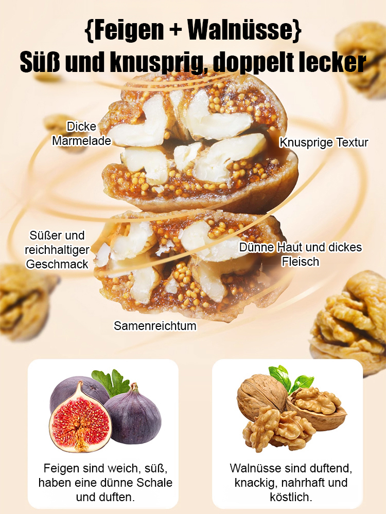 Freizeit-Snack Feigen mit Walnusskernen Trockenfrüchte