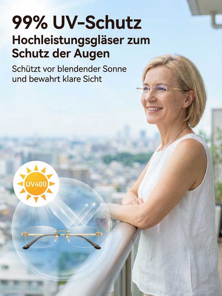 Randlose Gleitsichtbrille mit stufenlosem Übergang