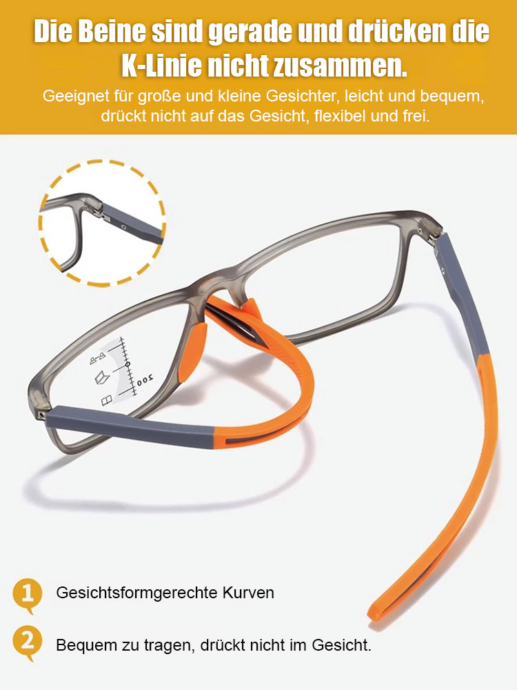 Sportliche, ultraleichte und bequeme Schutzbrille für Altersweitsichtigkeit.