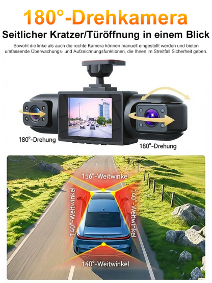 【Keine toten Winkel, 4 Kameras】360-Grad-Weitwinkel-HD-Rekorder