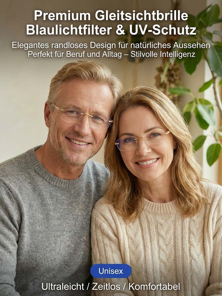 Randlose Gleitsichtbrille mit stufenlosem Übergang