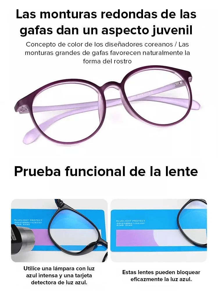 Gafas de lectura ultraligeras con diseño integrado y protección contra luz azul