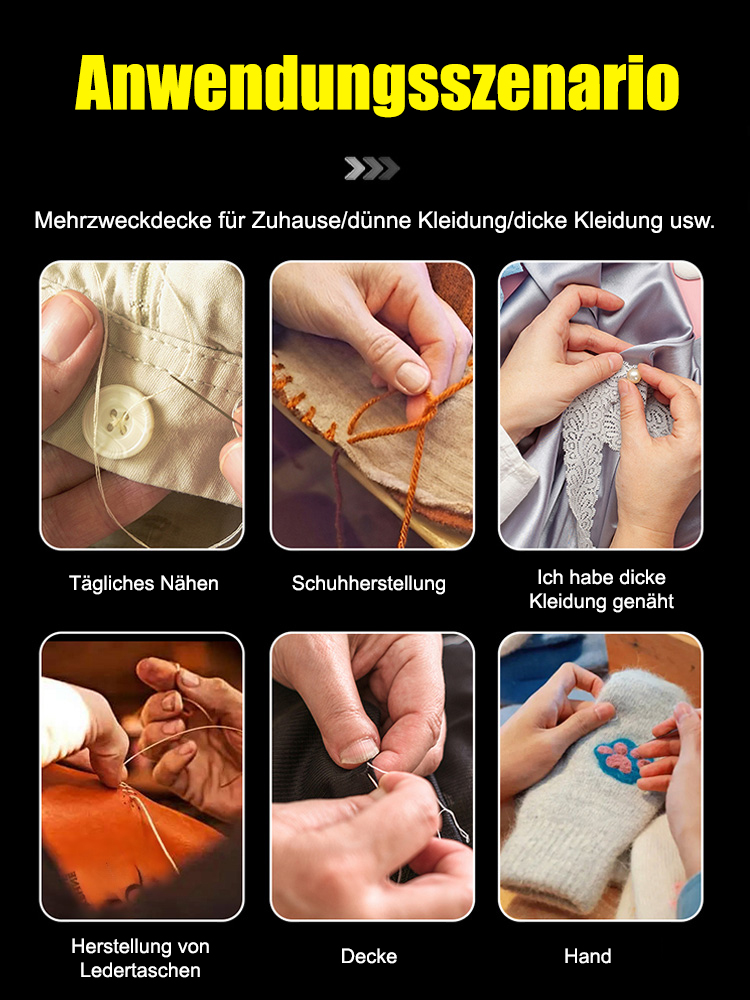 【34-teiliges Set】 Nähwerkzeug-Set mit großen Öhr-Stahlnadeln