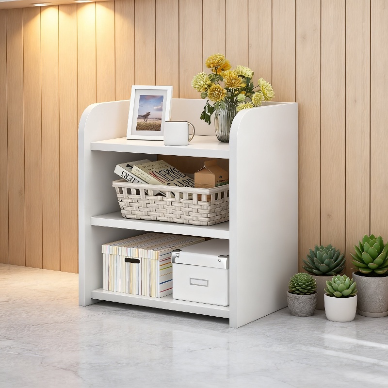 Schlichter Nachttisch mit kleinem Aufbewahrungsregal im modernen Stil