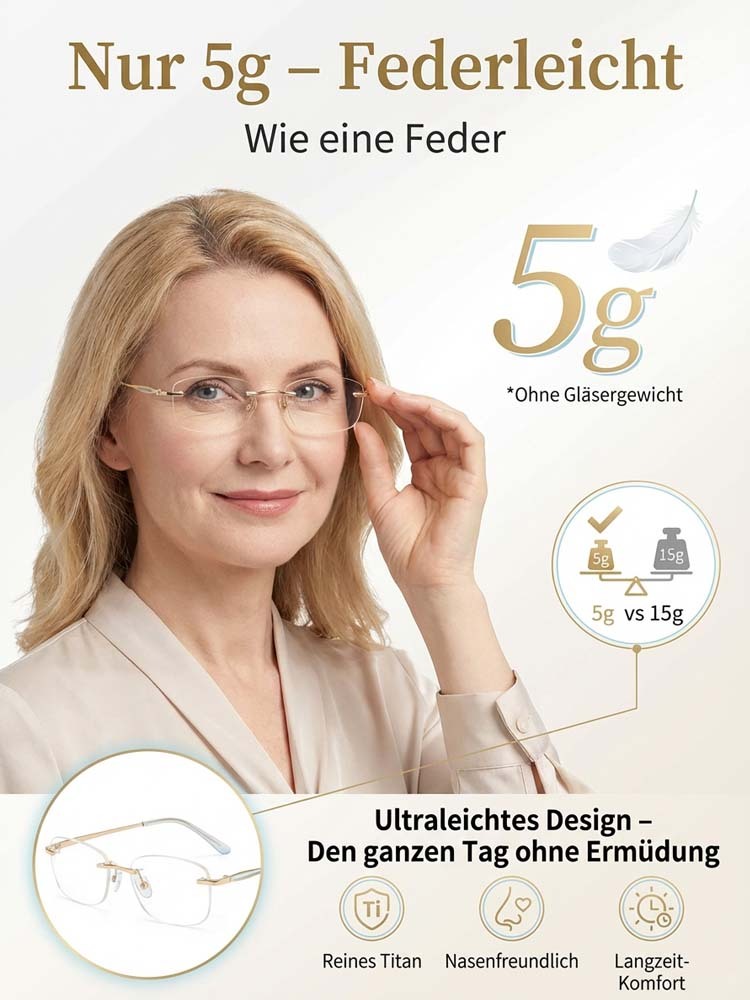 Randlose Gleitsichtbrille mit stufenlosem Übergang