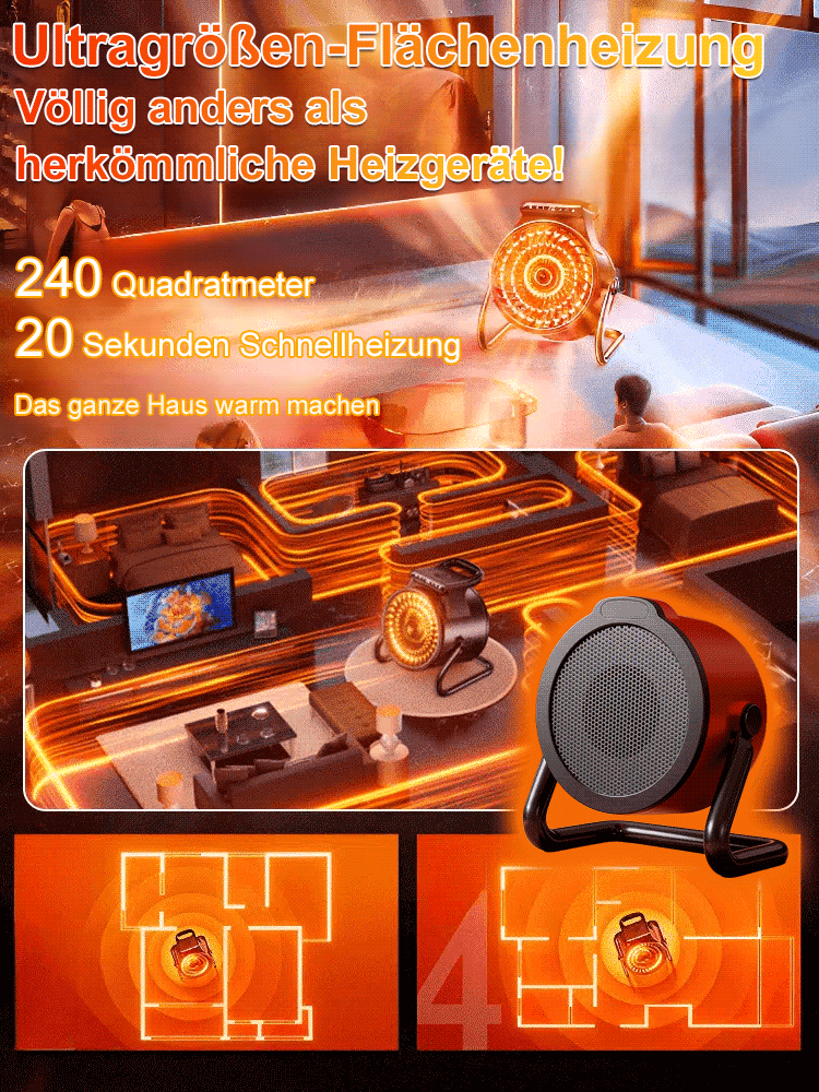 Kompakter, schnell aufheizender Heizlüfter für den Heimgebrauch