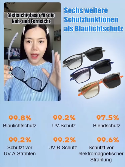 Sportliche 2-in-1 selbsttönende Lesebrille mit UV-Schutz.