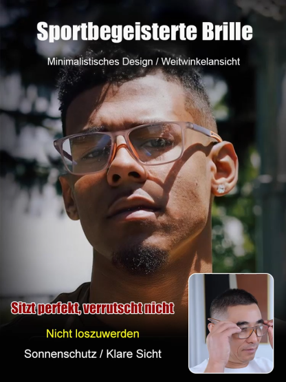 Sportliche 2-in-1 selbsttönende Lesebrille mit UV-Schutz.