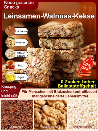 【Zuckerfrei, ballaststoffreich】Leinsamen-Walnuss-Kekse