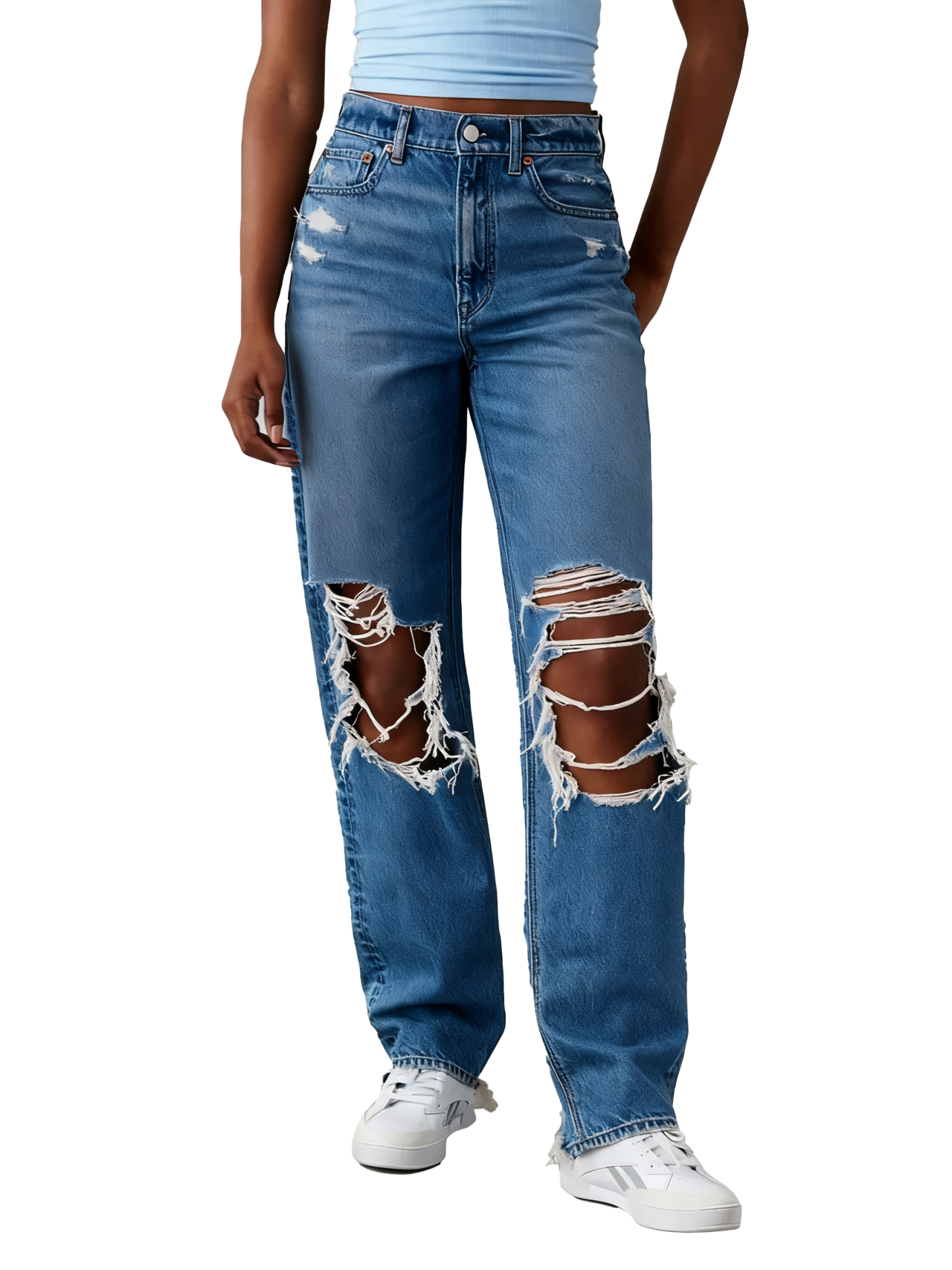 6-Pack Women's Strigid Ripped Highest Waist Baggy Straight Jean