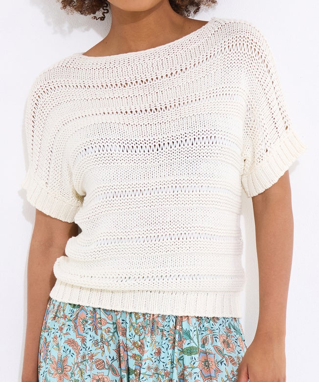 Boatneck Pointelle Sweater