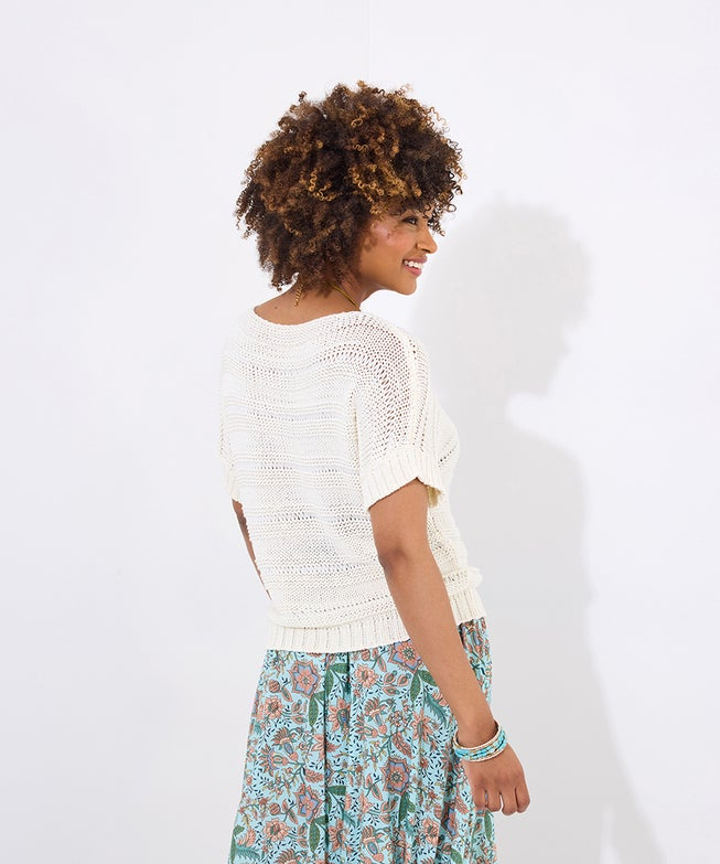 Boatneck Pointelle Sweater