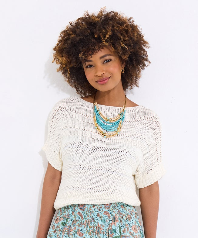 Boatneck Pointelle Sweater
