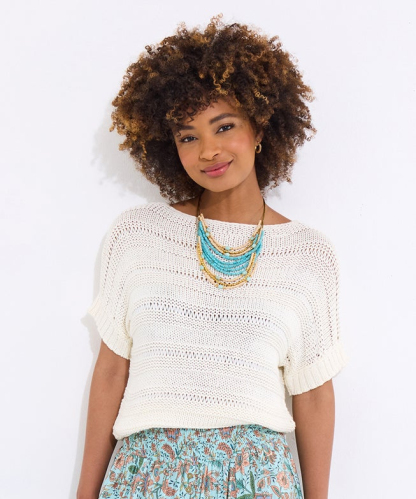 Boatneck Pointelle Sweater