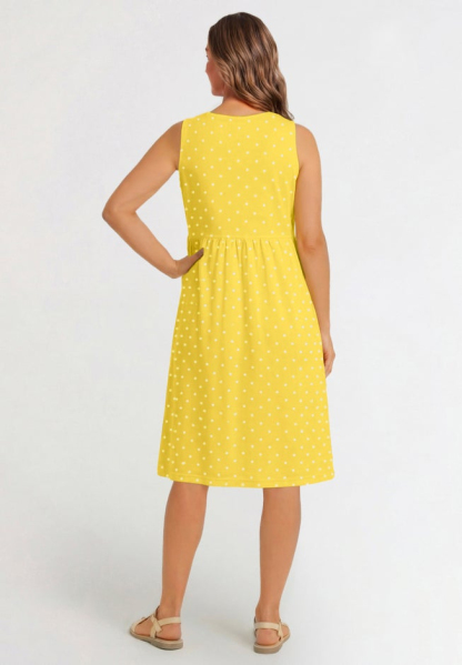 Button-Front Empire Sleeveless Knit Dress