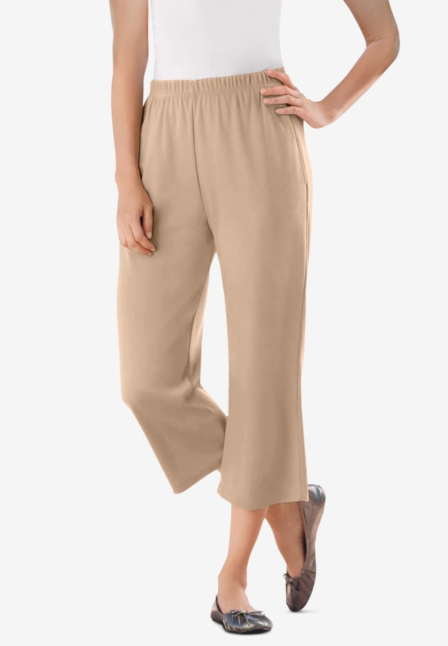 7-Day Elastic-Waist Stretchy Knit Capri