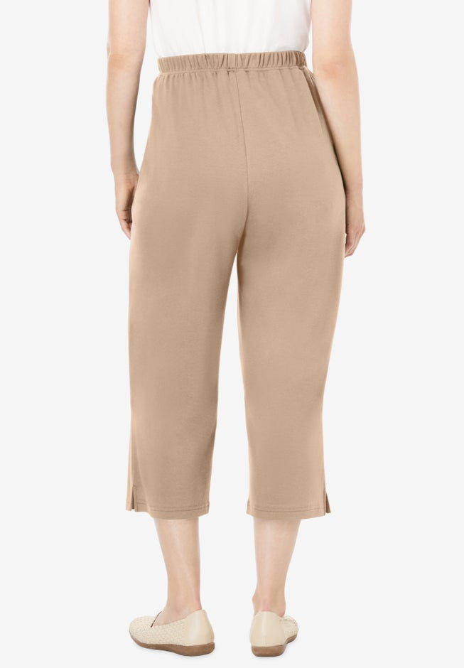 7-Day Elastic-Waist Stretchy Knit Capri