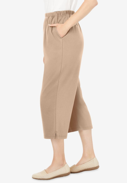 7-Day Elastic-Waist Stretchy Knit Capri