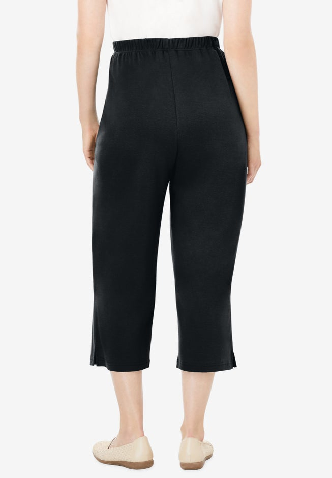 7-Day Elastic-Waist Stretchy Knit Capri