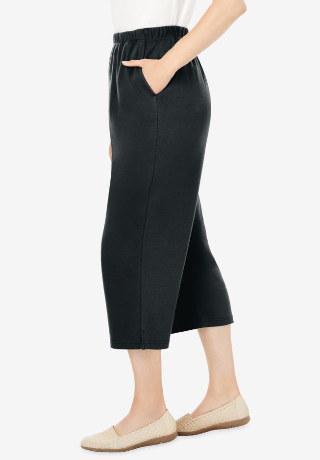 7-Day Elastic-Waist Stretchy Knit Capri