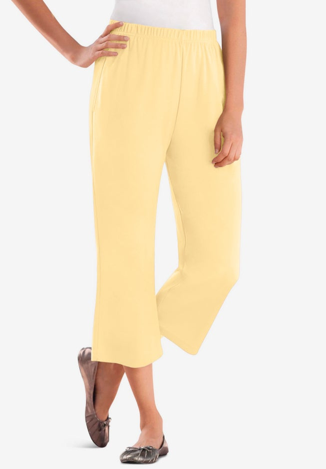 7-Day Elastic-Waist Stretchy Knit Capri