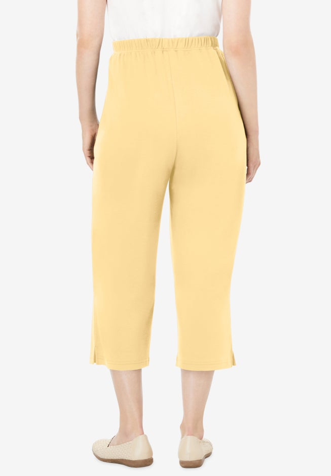 7-Day Elastic-Waist Stretchy Knit Capri