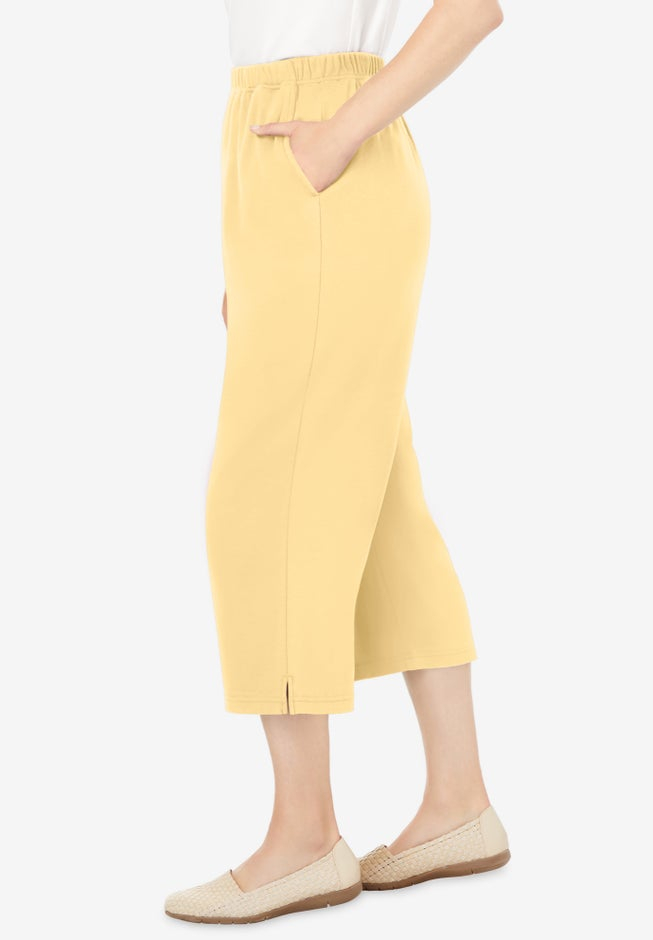 7-Day Elastic-Waist Stretchy Knit Capri