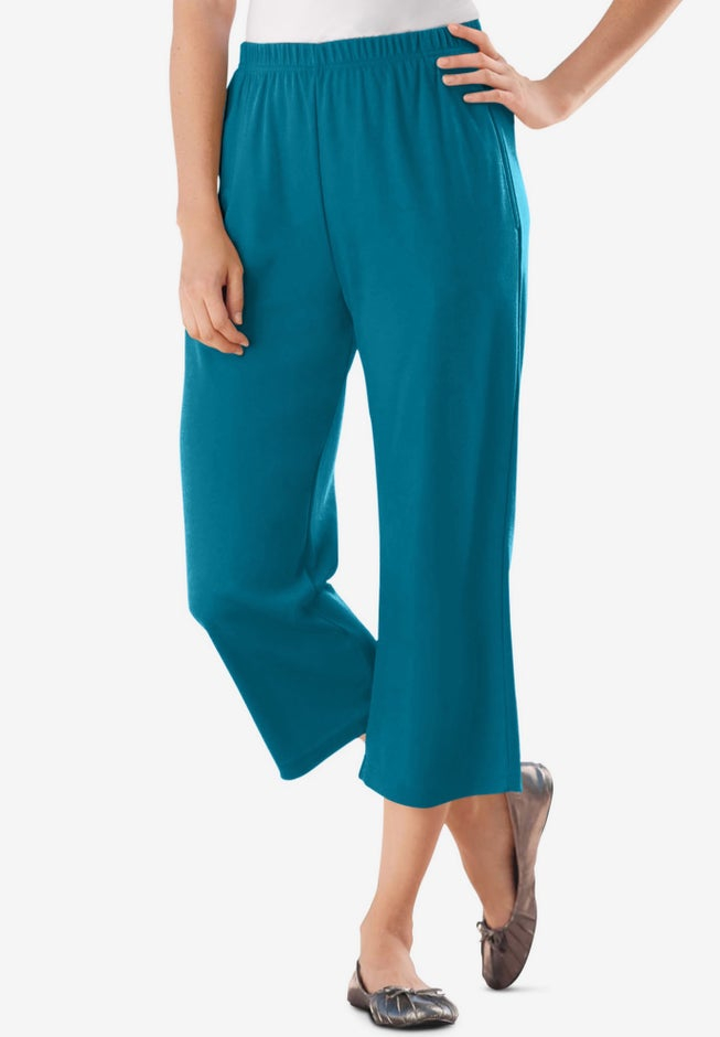 7-Day Elastic-Waist Stretchy Knit Capri