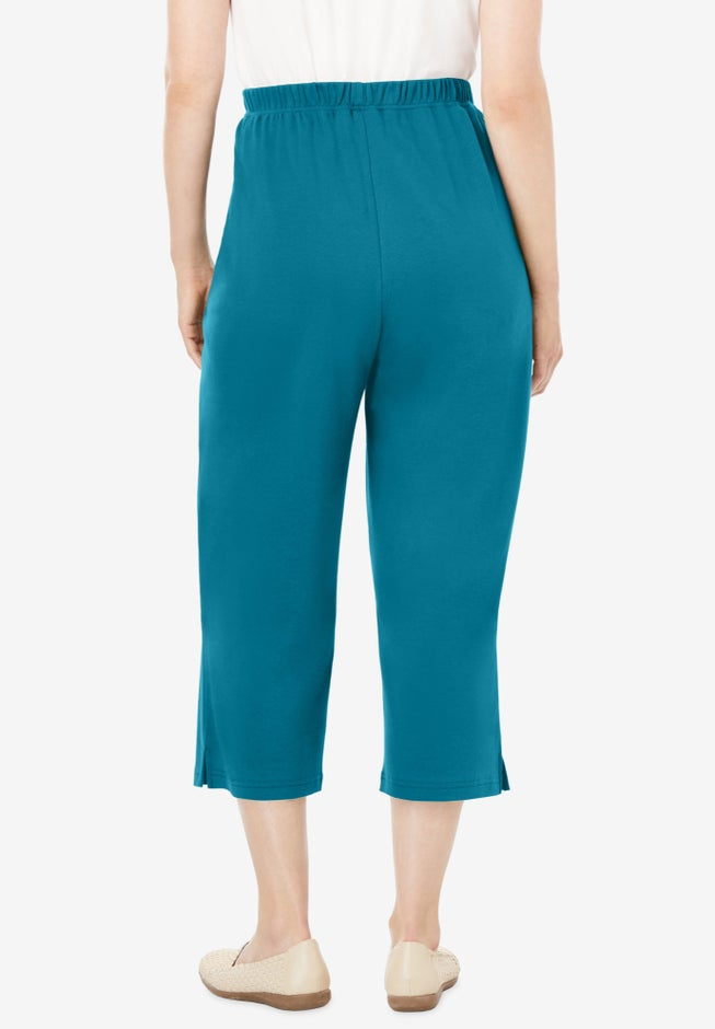 7-Day Elastic-Waist Stretchy Knit Capri